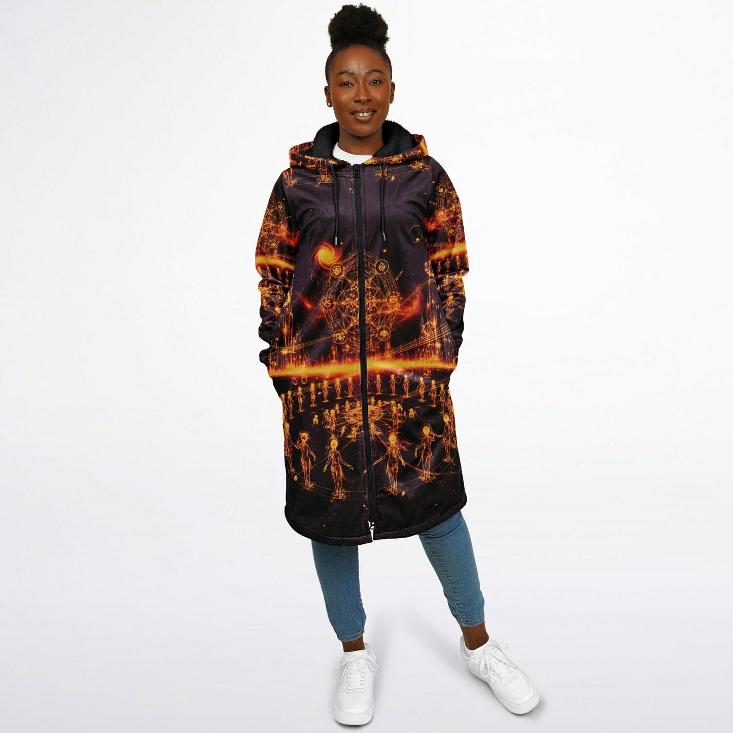 Ethereal Light Being Zipper Cloak – Spiritual Streetwear Hoodie by Soul System | Mystical Mindfulness Cloak