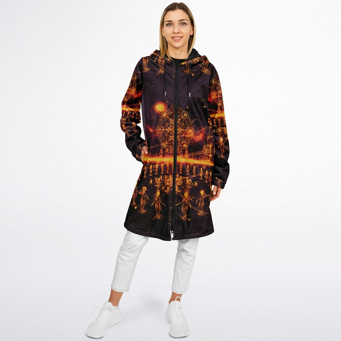 Ethereal Light Being Zipper Cloak – Spiritual Streetwear Hoodie by Soul System | Mystical Mindfulness Cloak