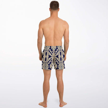 Clear Smoke Cymatic Men’s Swim Trunks – Futuristic, Quick-Dry & Stylish Above-the-Knee Swimwear
