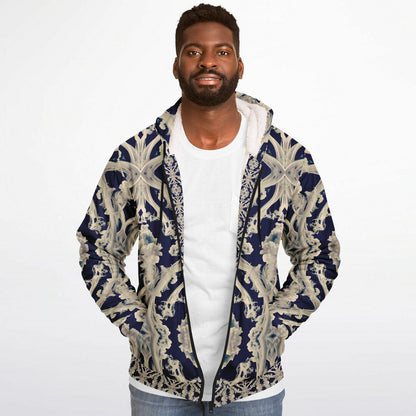 Clear Smoke, Cymatic, Microfleece Zip Hoodie – Sleek, Cozy & Futuristic All-Over Print Jacket