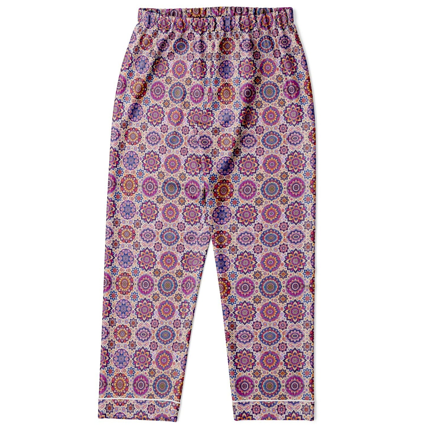 Luxury Pink Geometric Women’s Satin Pyjamas – All-Over Print Elegant Sleepwear, Soft & Comfortable Pajama Set for Women