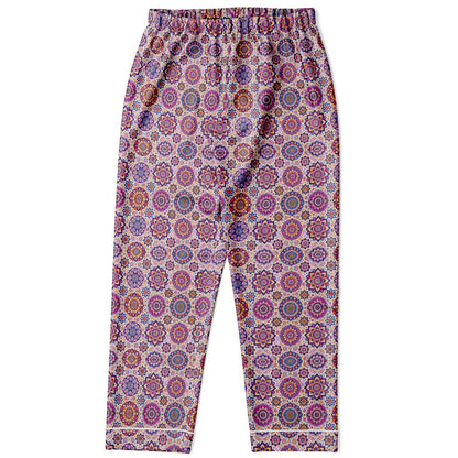 Luxury Pink Geometric Women’s Satin Pyjamas – All-Over Print Elegant Sleepwear, Soft & Comfortable Pajama Set for Women