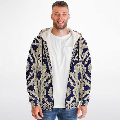 Clear Smoke, Cymatic, Microfleece Zip Hoodie – Sleek, Cozy & Futuristic All-Over Print Jacket