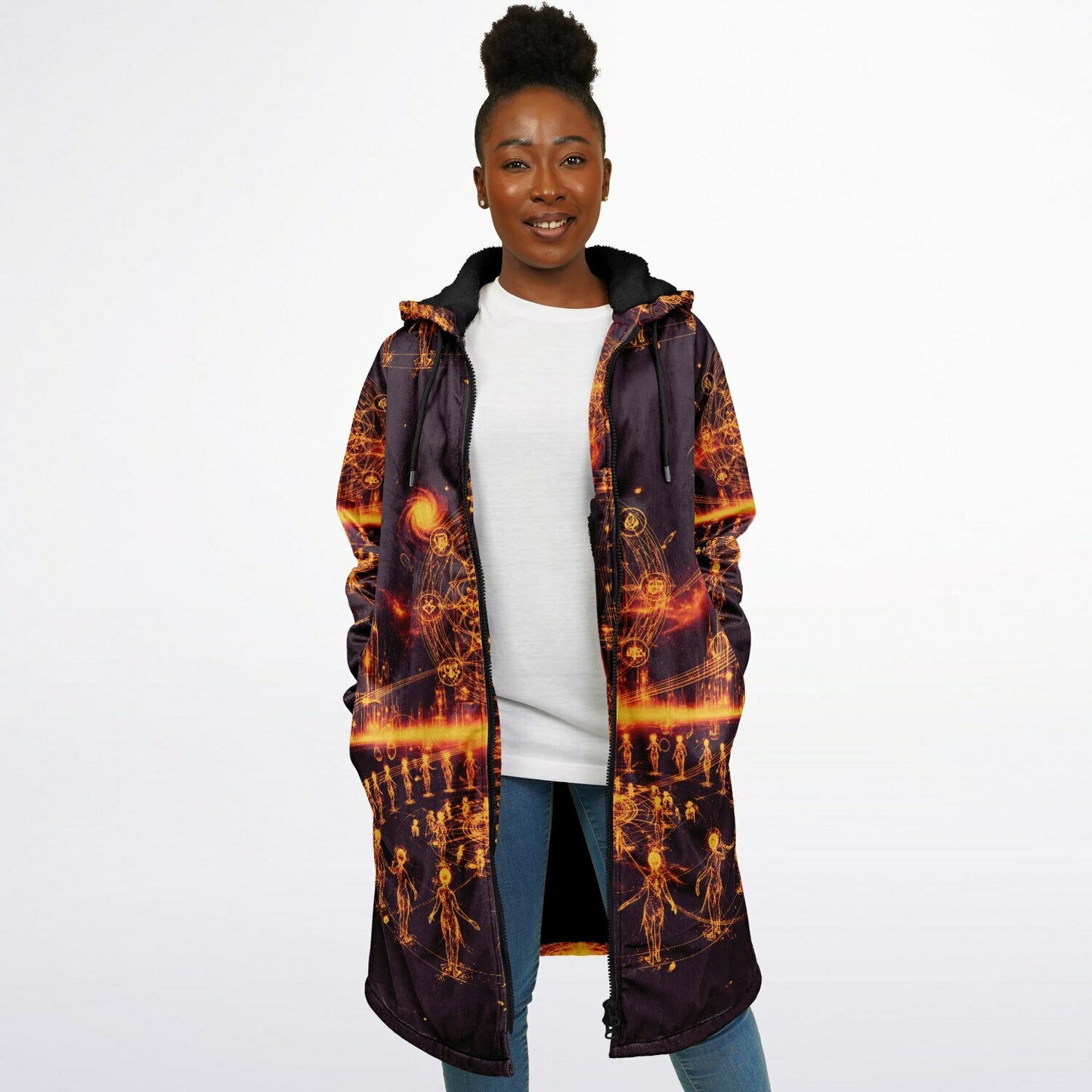 Ethereal Light Being Zipper Cloak – Spiritual Streetwear Hoodie by Soul System | Mystical Mindfulness Cloak