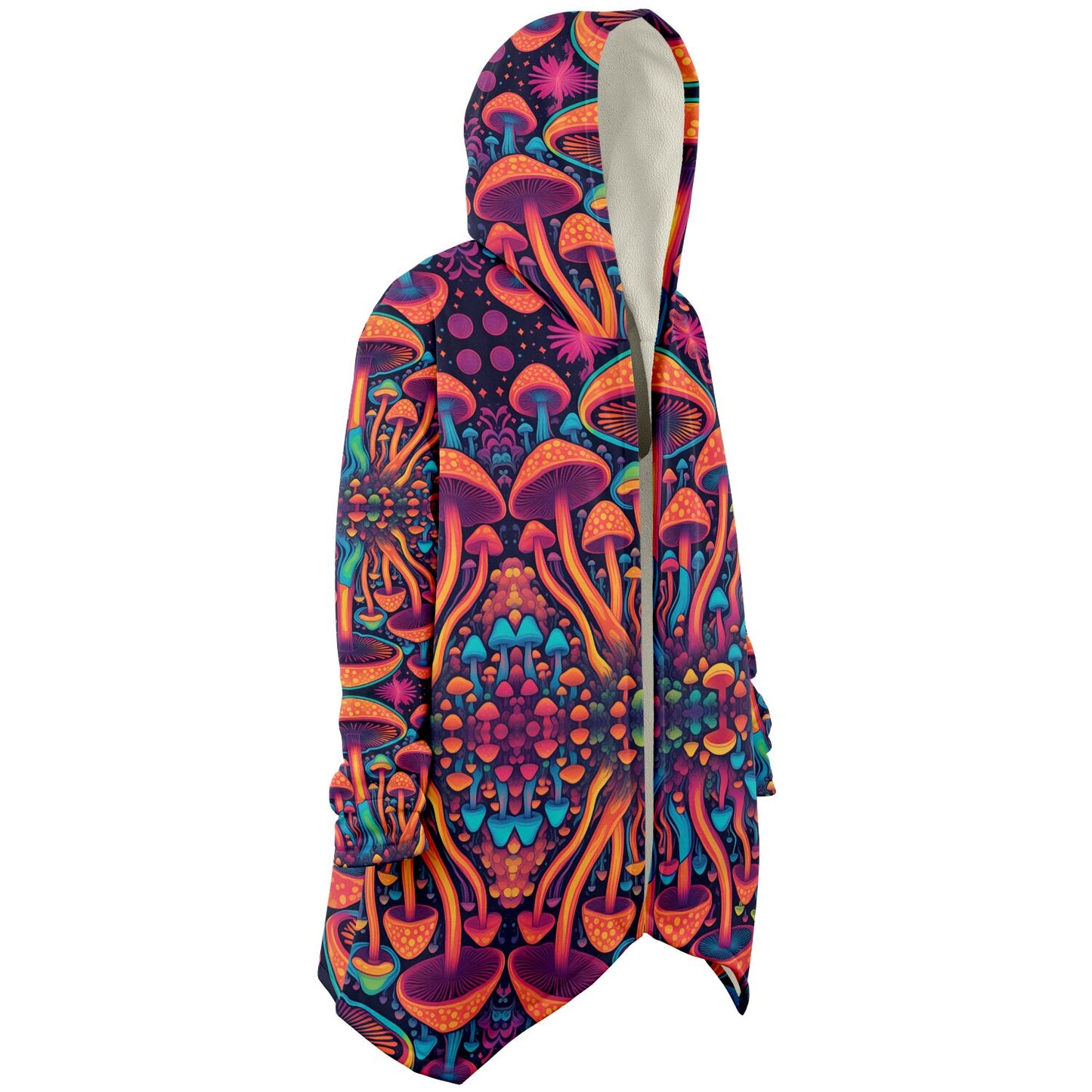 Magic Mushroom Micro-Fleece Cloak – Enchanting Psychedelic Hooded Blanket for Ultimate Comfort (AOP)