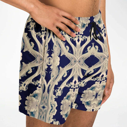 Clear Smoke Cymatic Men’s Swim Trunks – Futuristic, Quick-Dry & Stylish Above-the-Knee Swimwear