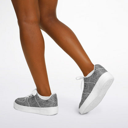 Geometric Grey Core Low Shoes – Unisex Grey-White Sneakers | Minimalist Design | Everyday Streetwear Essentials