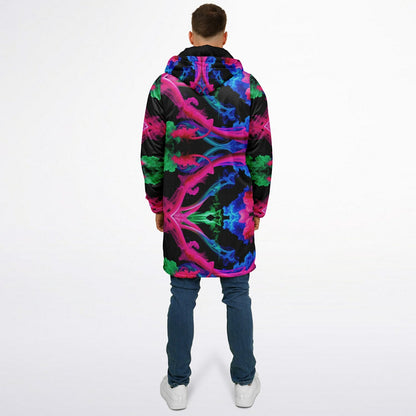 Neon Spectrum Cymatic Zip Cloak – Bold, Futuristic & Ultra-Cozy Longline Jacket