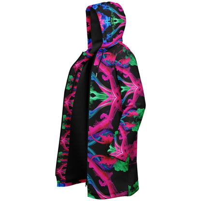 Neon Spectrum Cymatic Zip Cloak – Bold, Futuristic & Ultra-Cozy Longline Jacket
