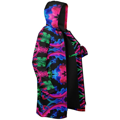 Neon Spectrum Cymatic Zip Cloak – Bold, Futuristic & Ultra-Cozy Longline Jacket