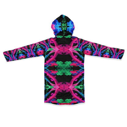 Neon Spectrum Cymatic Zip Cloak – Bold, Futuristic & Ultra-Cozy Longline Jacket