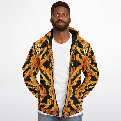 Golden Cymatic, Microfleece Zip Hoodie – Luxuriously Warm & Stylish All-Over Print Jacket
