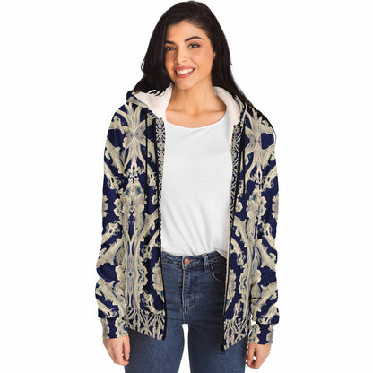 Clear Smoke, Cymatic, Microfleece Zip Hoodie – Sleek, Cozy & Futuristic All-Over Print Jacket