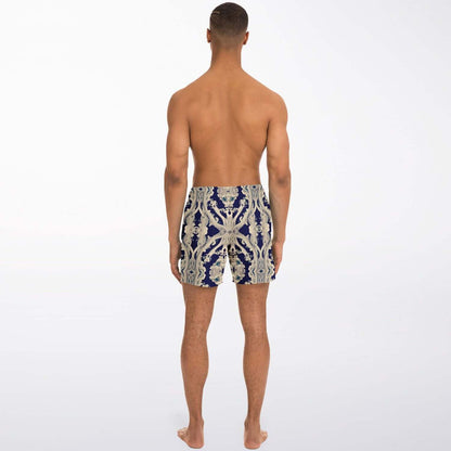 Clear Smoke Cymatic Men’s Swim Trunks – Futuristic, Quick-Dry & Stylish Above-the-Knee Swimwear