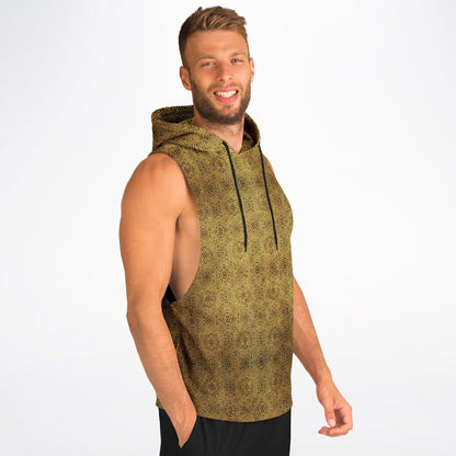 Geometric Gold Drop Armhole Hoodie – Unisex All-Over Print (AOP) | Bold Streetwear Hoodie | Fleece-Lined for Comfort & Style