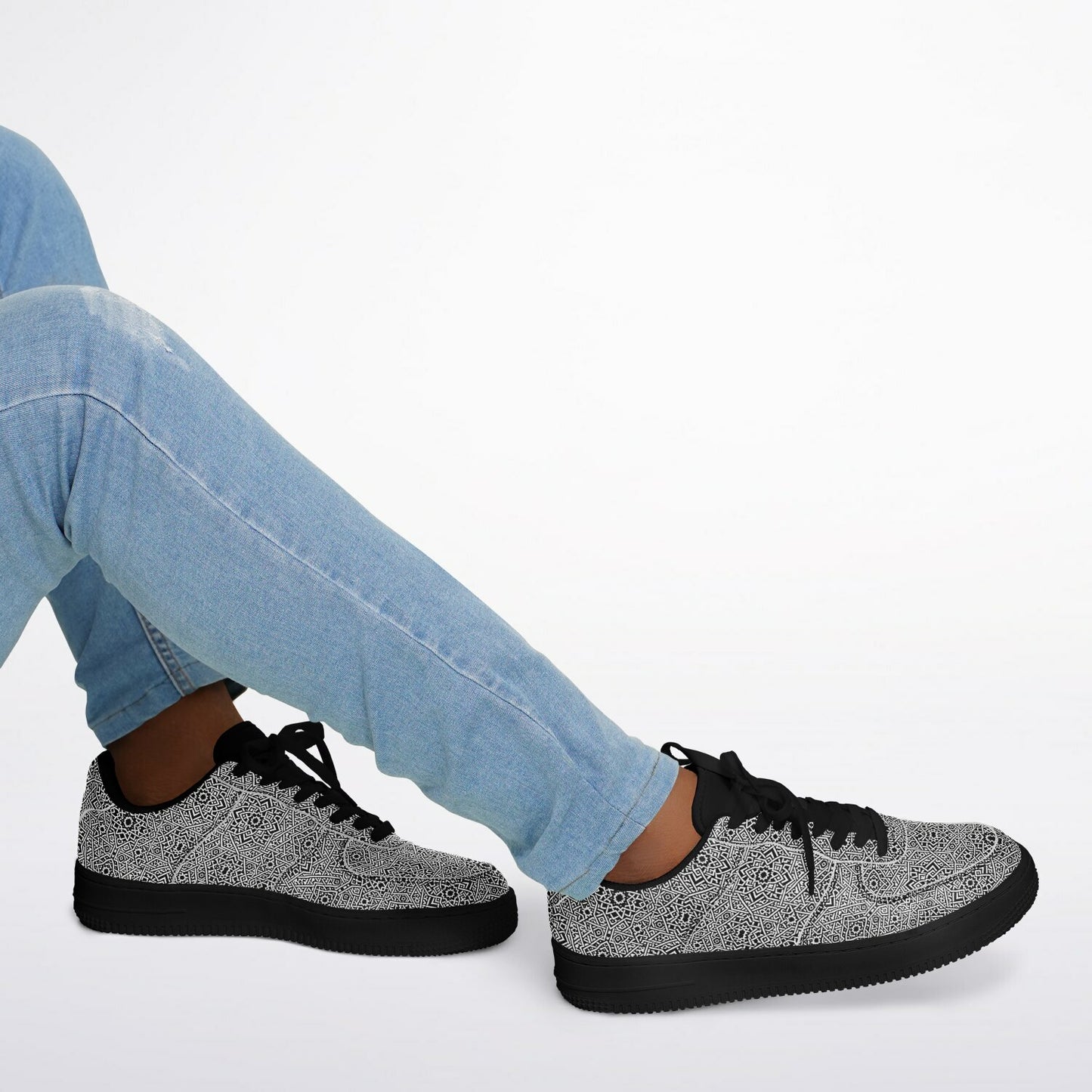 Geometric Grey Core Low Shoes – Unisex Black-Base Sneakers | Bold Contrast | Durable Streetwear-Ready Footwear