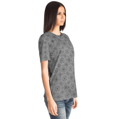 Geometric Grey Grid Soul System T-Shirt – Premium All-Over Print (AOP) Outerwear Design