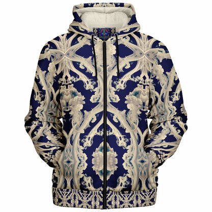 Clear Smoke, Cymatic, Microfleece Zip Hoodie – Sleek, Cozy & Futuristic All-Over Print Jacket