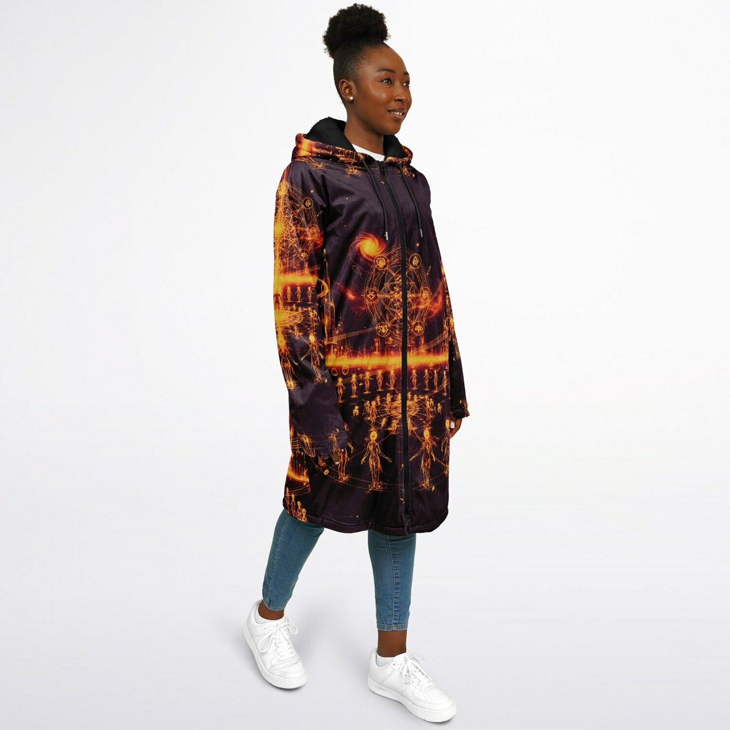 Ethereal Light Being Zipper Cloak – Spiritual Streetwear Hoodie by Soul System | Mystical Mindfulness Cloak