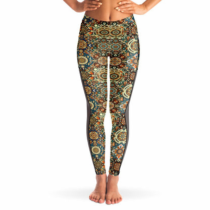 Boho Patchwork Mesh Pocket Leggings – Trendy All-Over Print (AOP) for Fashion-Forward Activewear