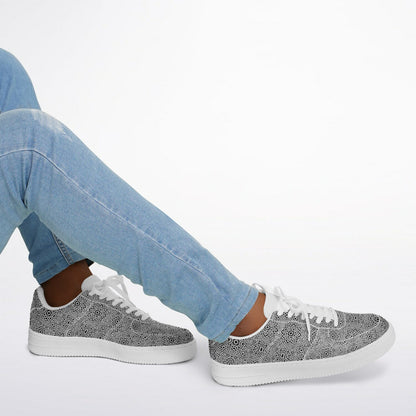 Geometric Grey Core Low Shoes – Unisex Grey-White Sneakers | Minimalist Design | Everyday Streetwear Essentials