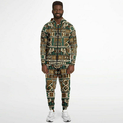 Tribal Aztec Athletic Zip Hoodie & Jogger Set – Unisex All-Over Print (AOP) | Eco-Friendly Activewear | Bold Streetwear Style
