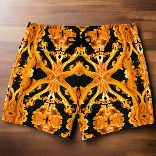 Gold Cymatic Men’s Luxurious, Swim Shorts –  Bold & Bright, Performance-Driven Swimwear