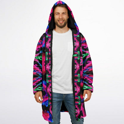 Neon Spectrum Cymatic Zip Cloak – Bold, Futuristic & Ultra-Cozy Longline Jacket