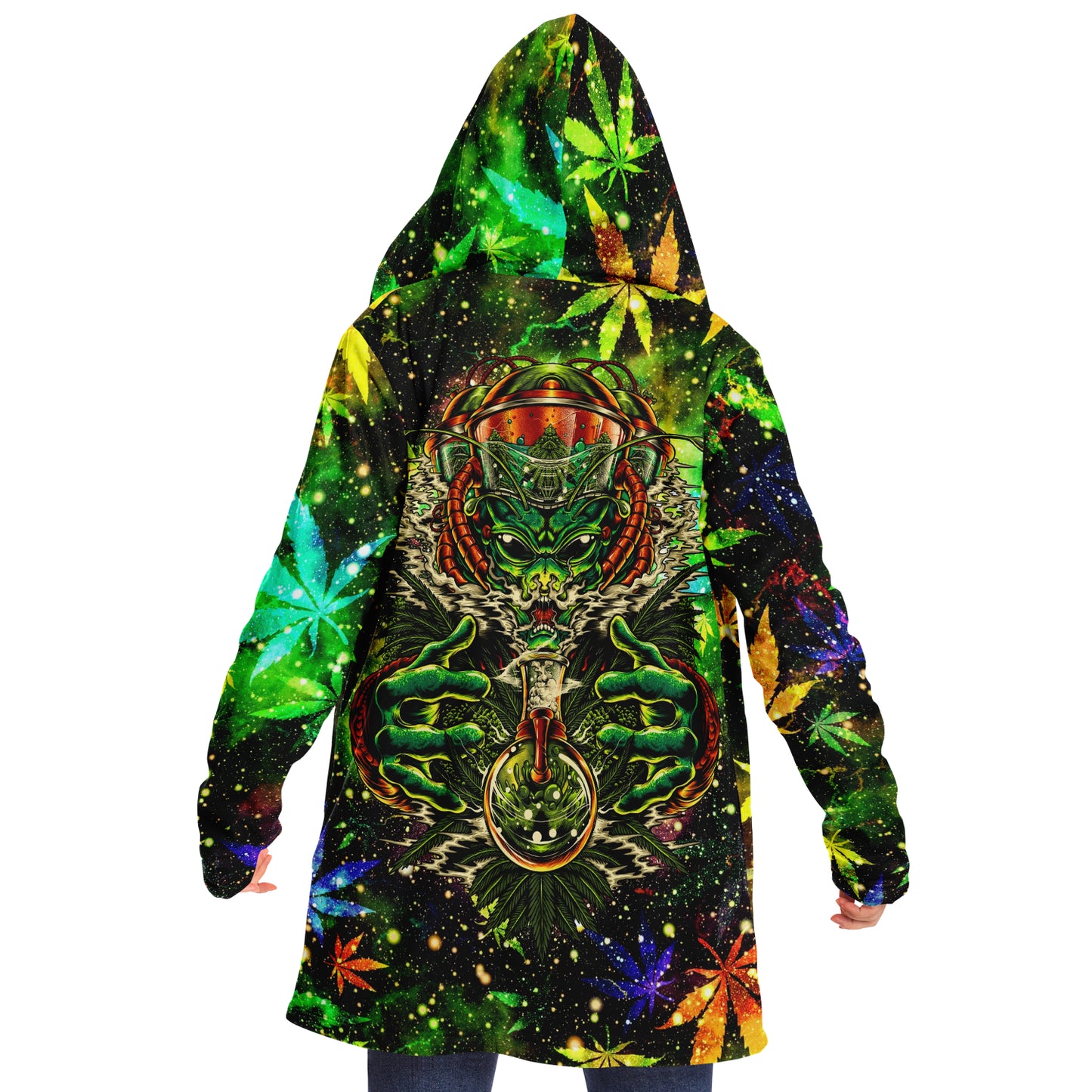 Cannabis Micro Fleece Cloak – “Canna Beast” Hooded Wrap, Stoner Cozy Wear, Weed-Themed Loungewear
