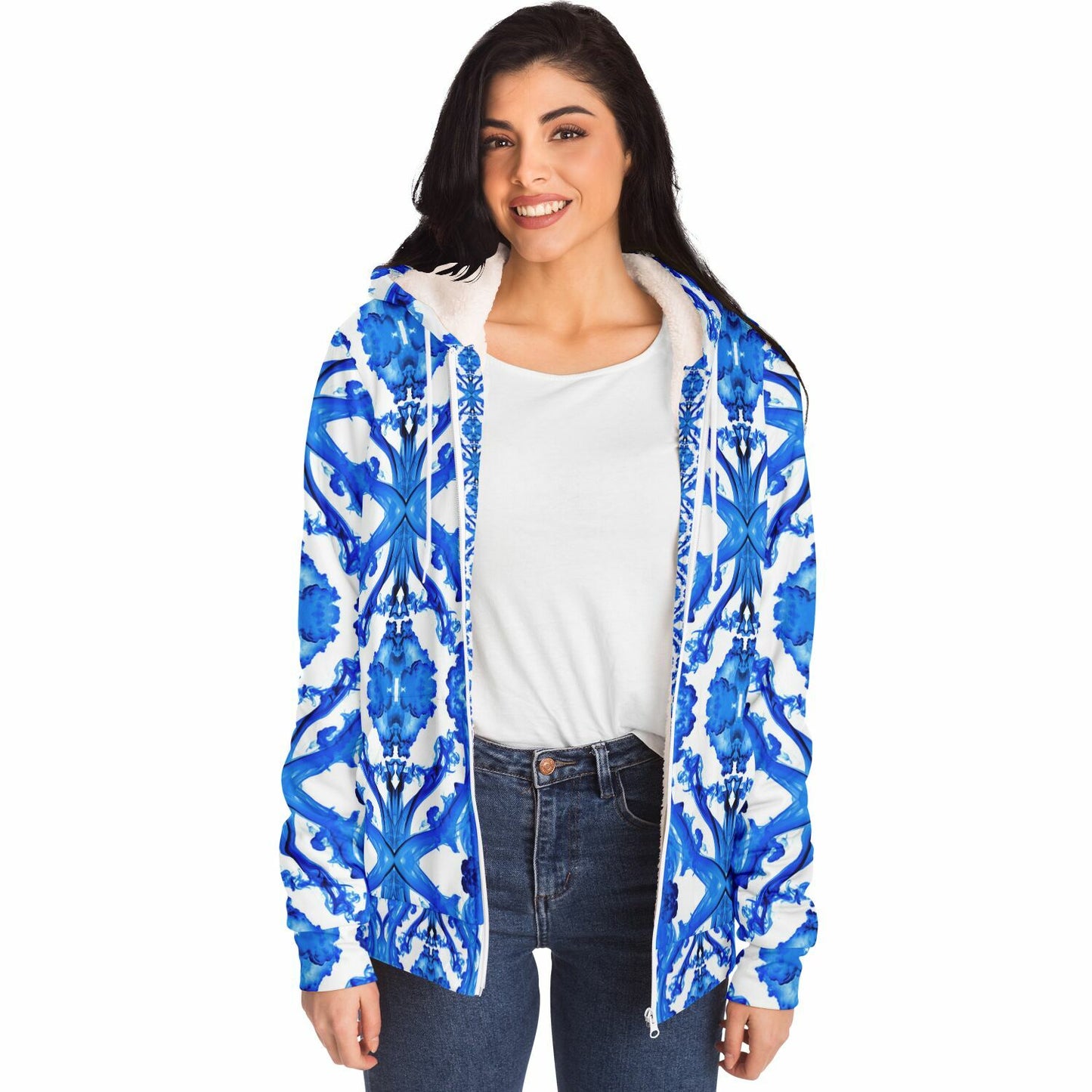 Cymatic Ocean Microfleece Zip Hoodie – Cozy, Warm & Stylish All-Over Print Jacket