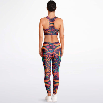 Magic Mushroom Padded Sports Bra & Leggings - All Over Print (AOP) Active & Fitness Wear