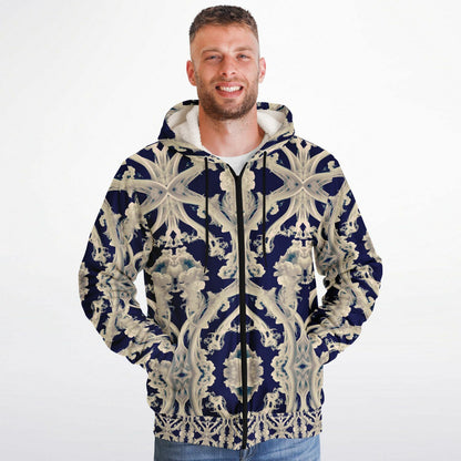 Clear Smoke, Cymatic, Microfleece Zip Hoodie – Sleek, Cozy & Futuristic All-Over Print Jacket
