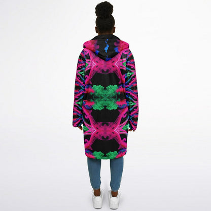 Neon Spectrum Cymatic Zip Cloak – Bold, Futuristic & Ultra-Cozy Longline Jacket
