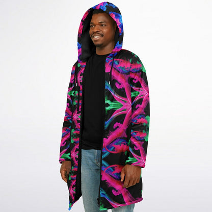 Neon Spectrum Cymatic Zip Cloak – Bold, Futuristic & Ultra-Cozy Longline Jacket