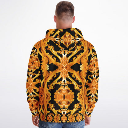 Golden Cymatic, Microfleece Zip Hoodie – Luxuriously Warm & Stylish All-Over Print Jacket