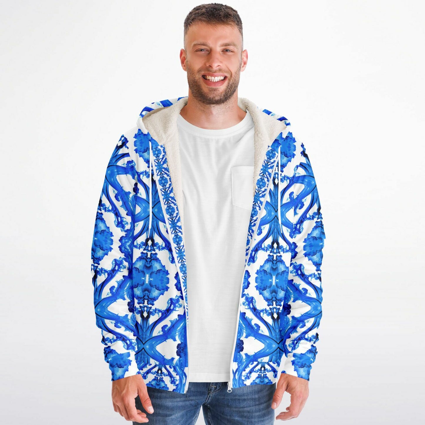 Cymatic Ocean Microfleece Zip Hoodie – Cozy, Warm & Stylish All-Over Print Jacket