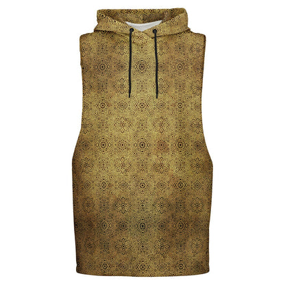 Geometric Gold Drop Armhole Hoodie – Unisex All-Over Print (AOP) | Bold Streetwear Hoodie | Fleece-Lined for Comfort & Style