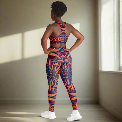 Magic Mushroom Padded Sports Bra & Leggings - All Over Print (AOP) Active & Fitness Wear