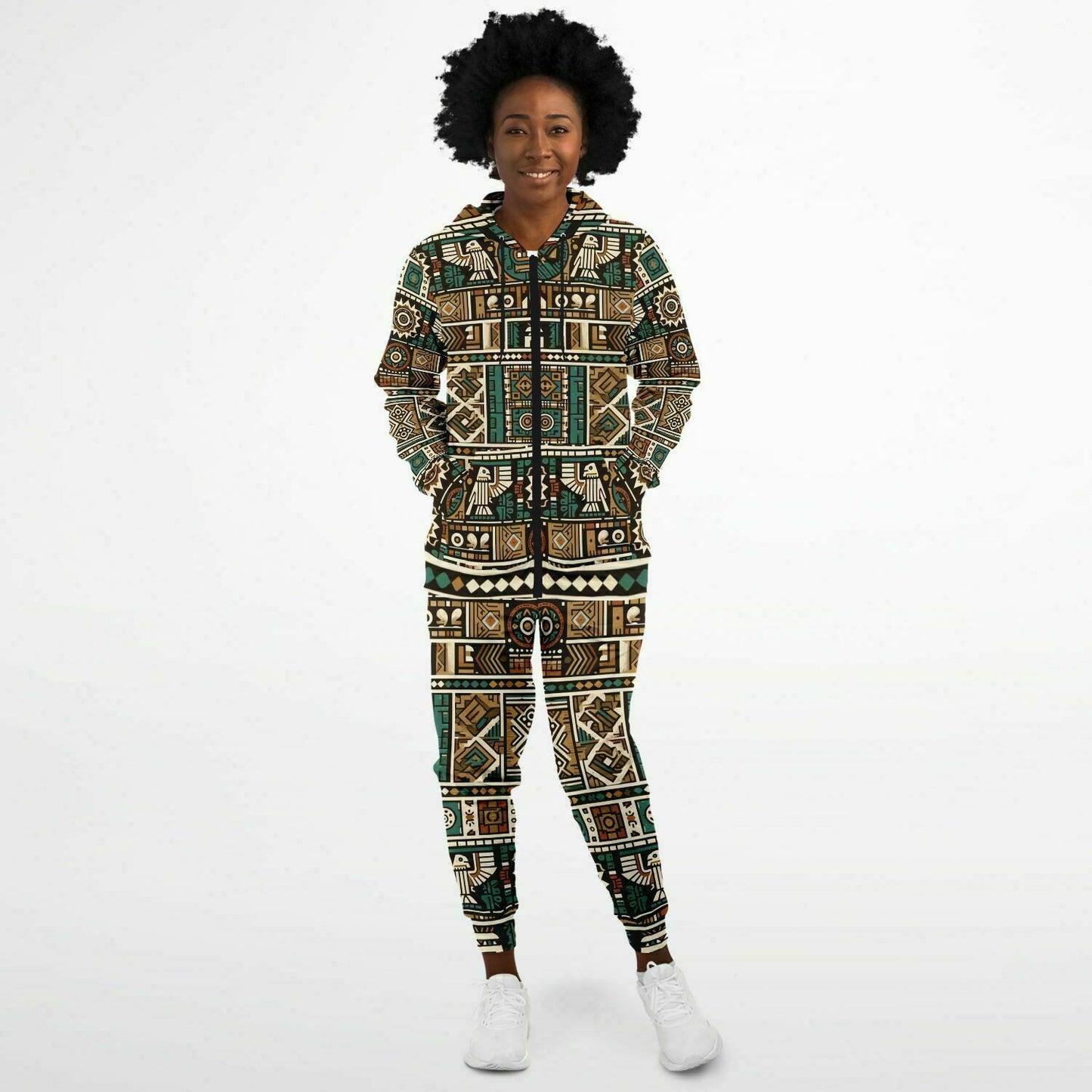 Tribal Aztec Athletic Zip Hoodie & Jogger Set – Unisex All-Over Print (AOP) | Eco-Friendly Activewear | Bold Streetwear Style