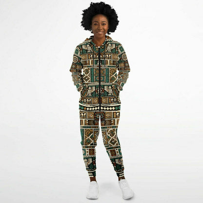 Tribal Aztec Athletic Zip Hoodie & Jogger Set – Unisex All-Over Print (AOP) | Eco-Friendly Activewear | Bold Streetwear Style
