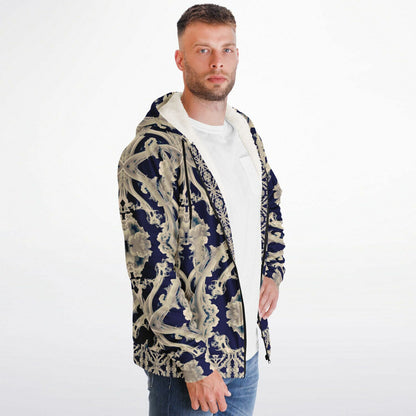 Clear Smoke, Cymatic, Microfleece Zip Hoodie – Sleek, Cozy & Futuristic All-Over Print Jacket
