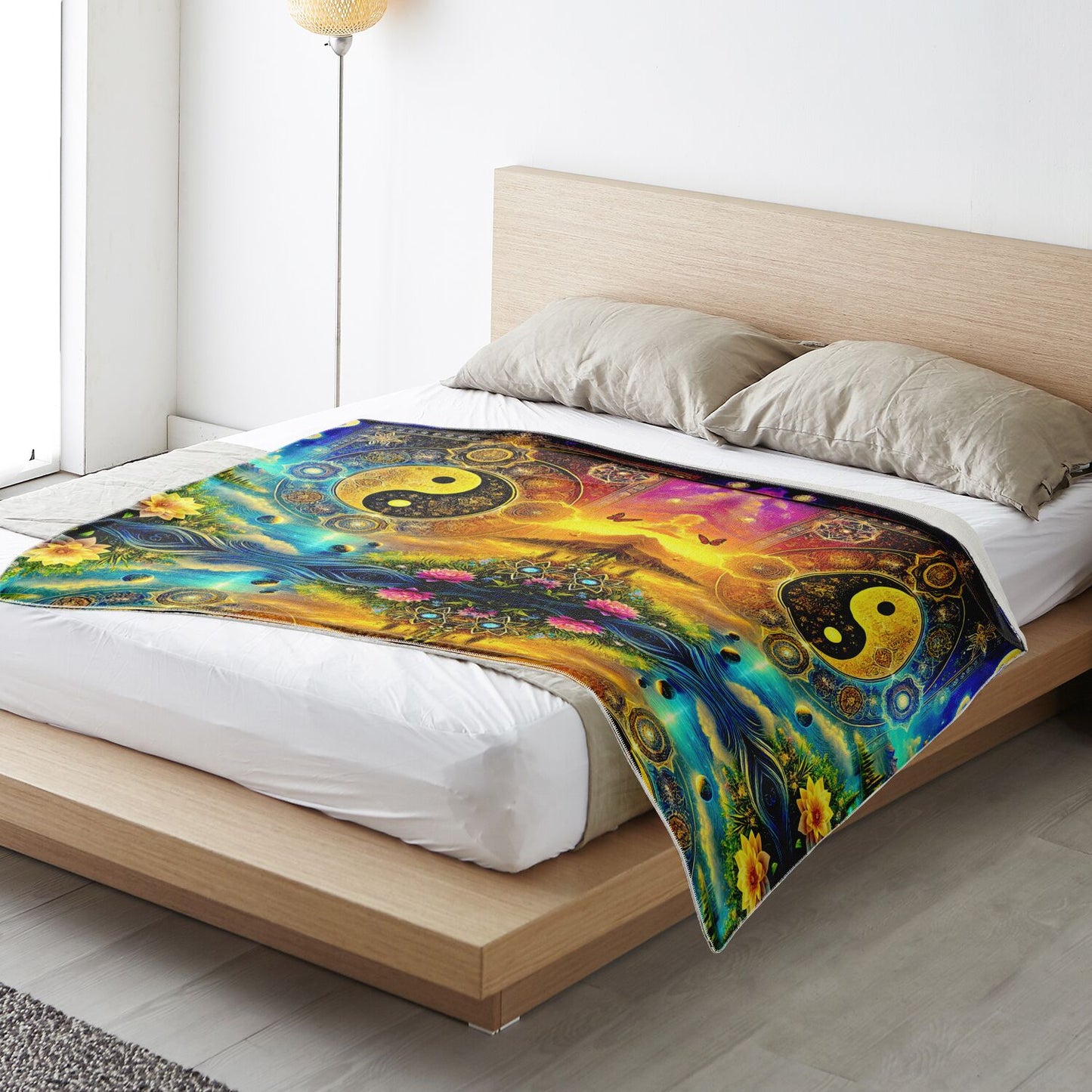 Harmony of Yin & Yang – Premium Microfleece Blanket (All-Over Print)