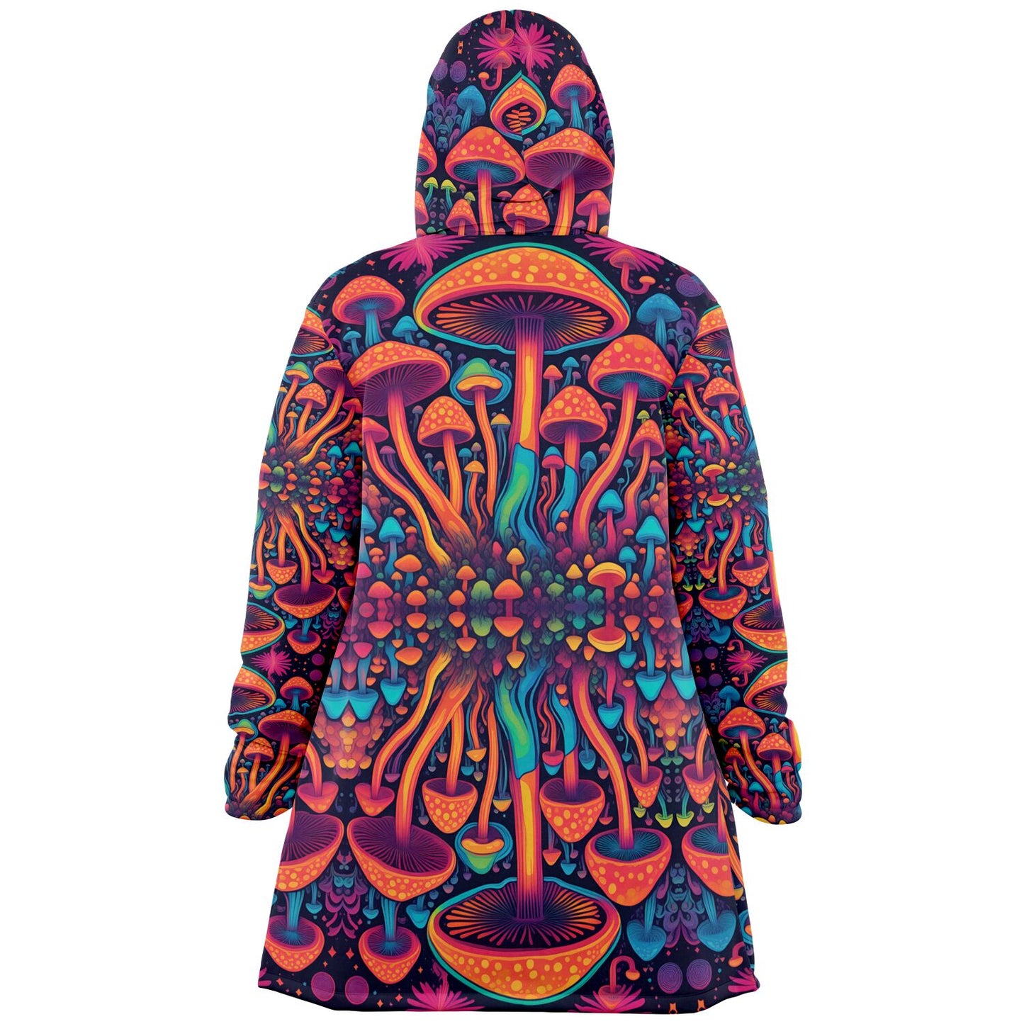 Magic Mushroom Micro-Fleece Cloak – Enchanting Psychedelic Hooded Blanket for Ultimate Comfort (AOP)