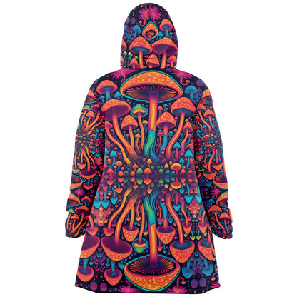 Magic Mushroom Micro-Fleece Cloak – Enchanting Psychedelic Hooded Blanket for Ultimate Comfort (AOP)