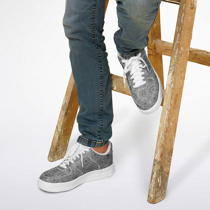 Geometric Grey Core Low Shoes – Unisex Grey-White Sneakers | Minimalist Design | Everyday Streetwear Essentials