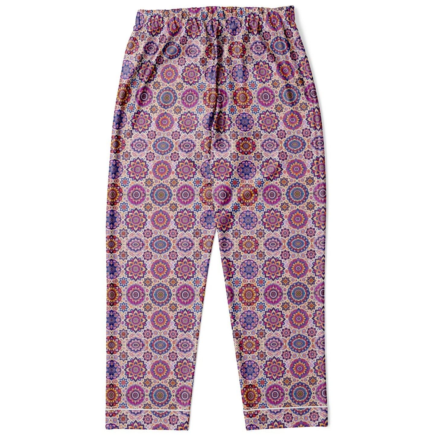 Luxury Pink Geometric Women’s Satin Pyjamas – All-Over Print Elegant Sleepwear, Soft & Comfortable Pajama Set for Women