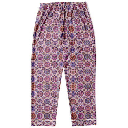 Luxury Pink Geometric Women’s Satin Pyjamas – All-Over Print Elegant Sleepwear, Soft & Comfortable Pajama Set for Women