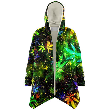 Cannabis Micro Fleece Cloak – “Canna Beast” Hooded Wrap, Stoner Cozy Wear, Weed-Themed Loungewear