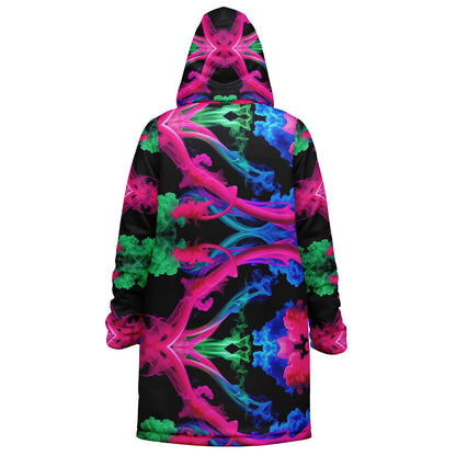 Neon Spectrum Cymatic Zip Cloak – Bold, Futuristic & Ultra-Cozy Longline Jacket