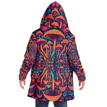 Magic Mushroom Micro-Fleece Cloak – Enchanting Psychedelic Hooded Blanket for Ultimate Comfort (AOP)